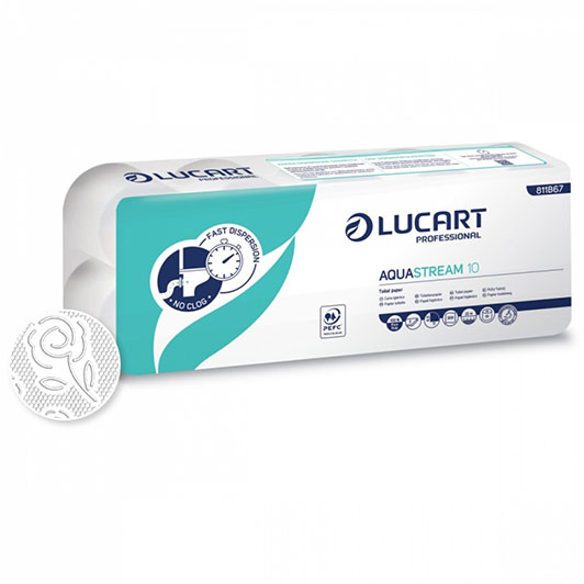 Lucart Aquastream 10, dvoslojni toaletni papir u rolni, 22 m, 10/1